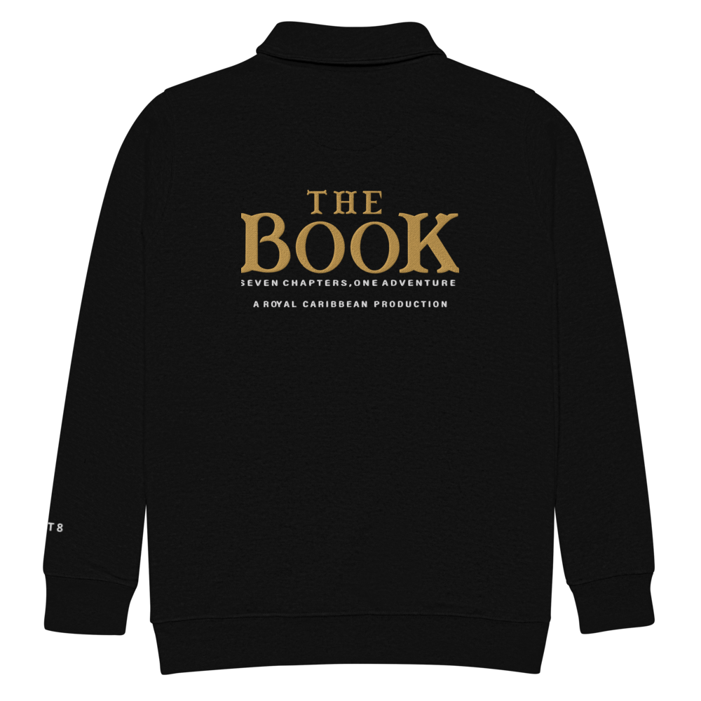 The BOOK Unisex Quarter Zip fleece pullover Embroidered Front and Back