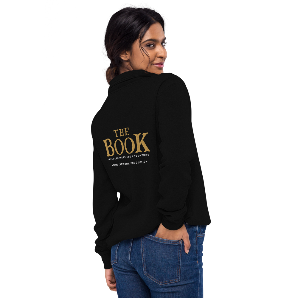 The BOOK Unisex Quarter Zip fleece pullover Embroidered Front and Back