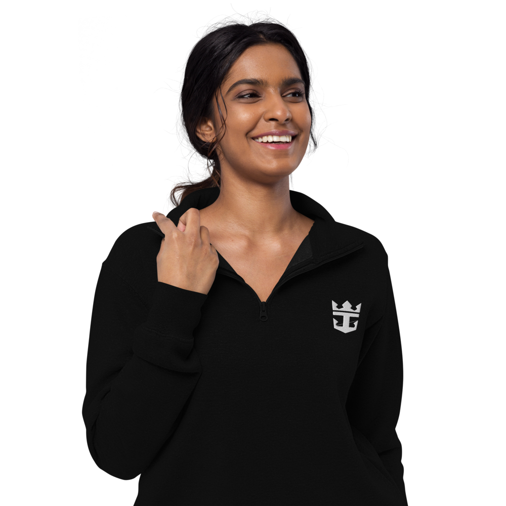 The BOOK Unisex Quarter Zip fleece pullover Embroidered Front and Back