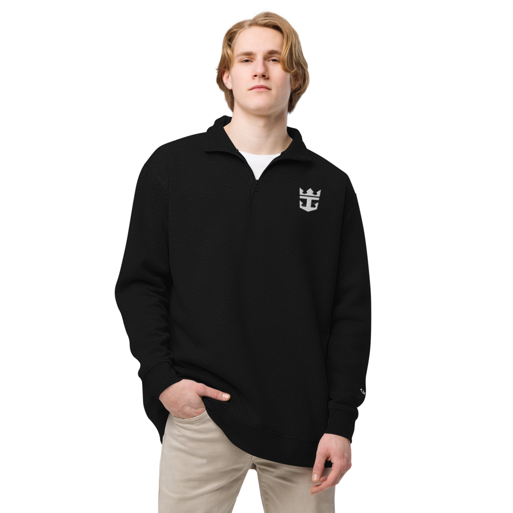 The BOOK Unisex Quarter Zip fleece pullover Embroidered Front and Back