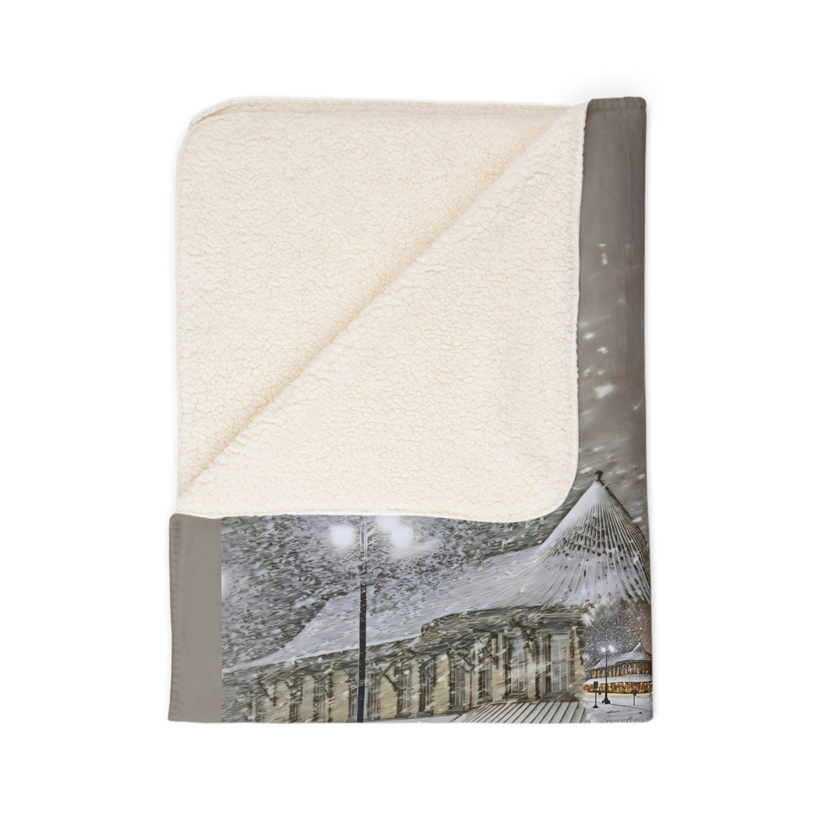 Snowbound at the Hamlet  Sherpa Fleece Blanket