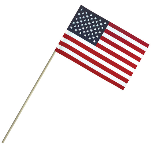 USA Flag America 250 6" x 9" Economy Cotton U.S. Stick Flags on a 18" Dowel