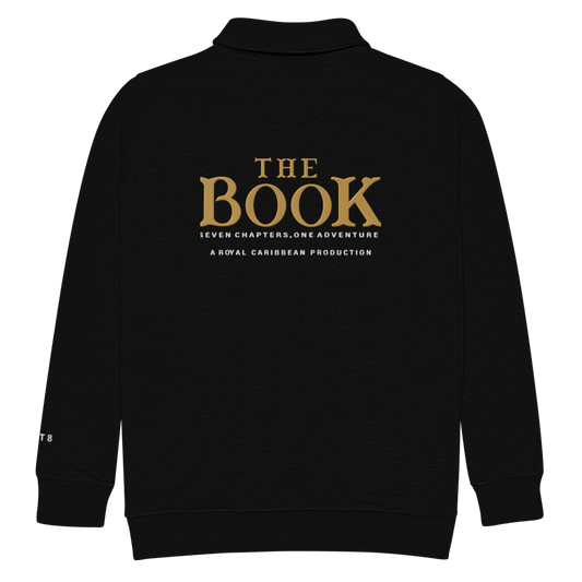 The BOOK Unisex Quarter Zip  fleece pullover Embroidered Front and Back
